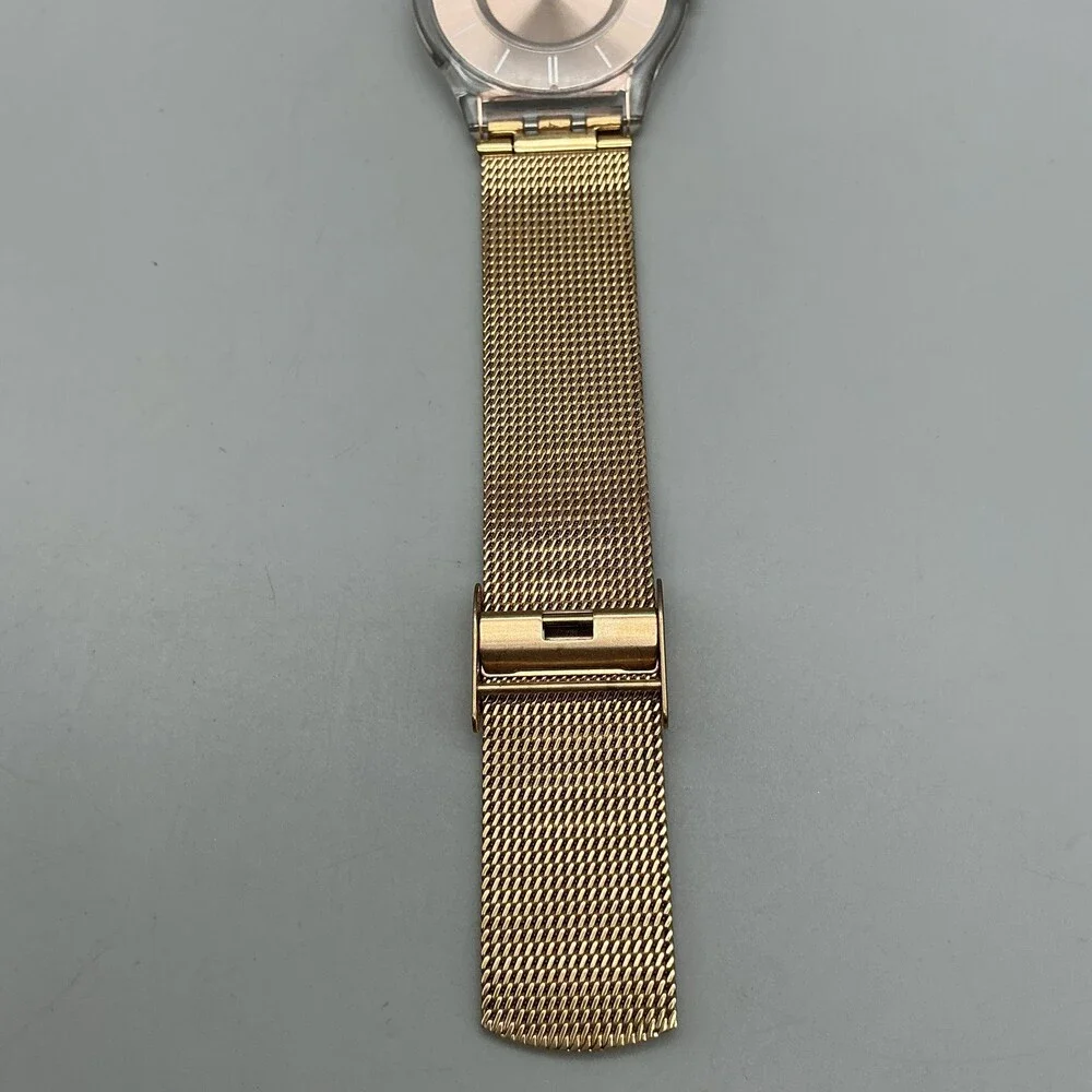 Swatch Hello Darling Womens Watch 33mm Rose Gold Tone Mesh New Battery